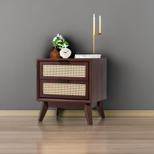 Jasper side table designed with walnut finish and sofa-side or bedside table for bedroom placement