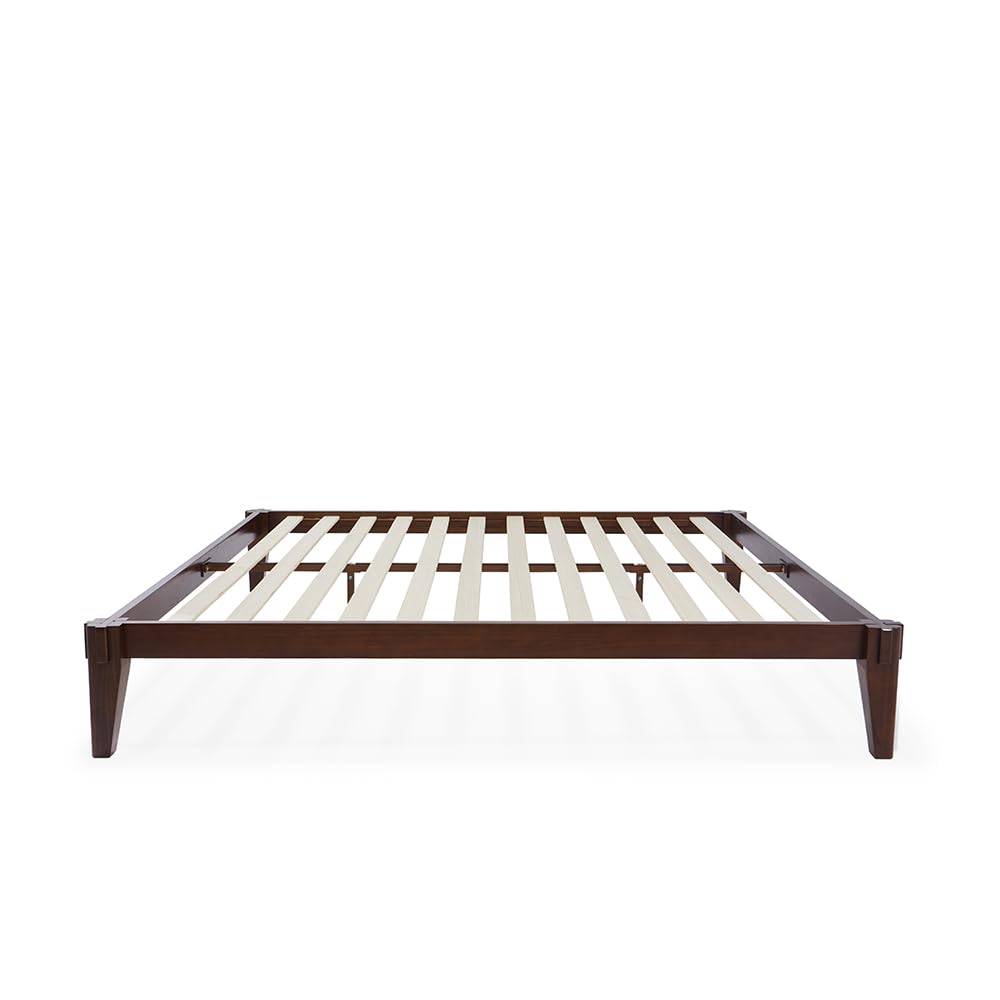 Chalipa full platform bed frame with headboard- design and walnut finish; for coordinated bed furniture
