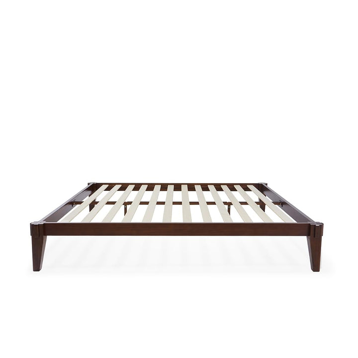 Chalipa full platform bed frame with headboard- design and walnut finish; for coordinated bed furniture