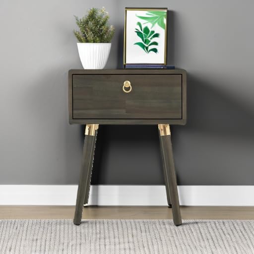 Caden 1-drawer nightstand with mocha finish and bedside storage for lamps and books