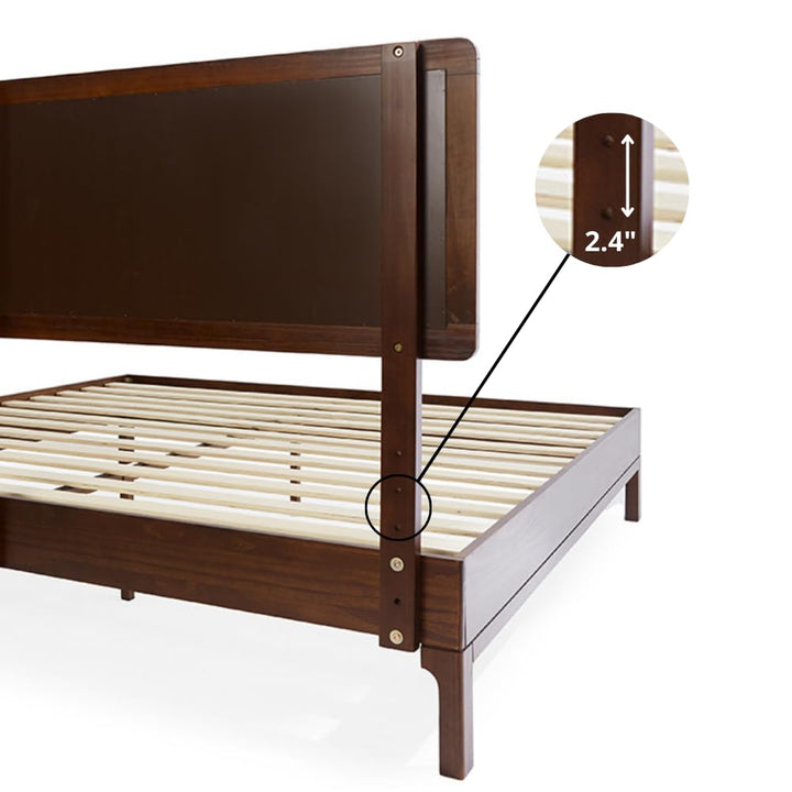 Nipe queen platform bed frame with headboard and walnut finish; for bedroom furniture