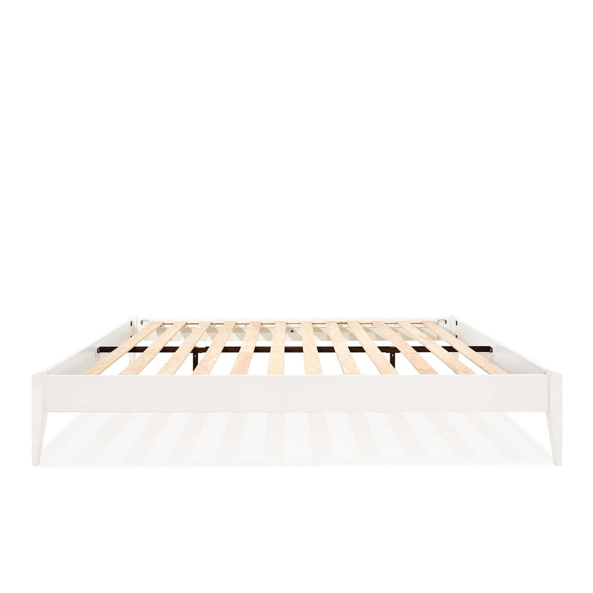 Dinkee king platform bed frame designed with headboard- design and white finish for a coordinated sleep space