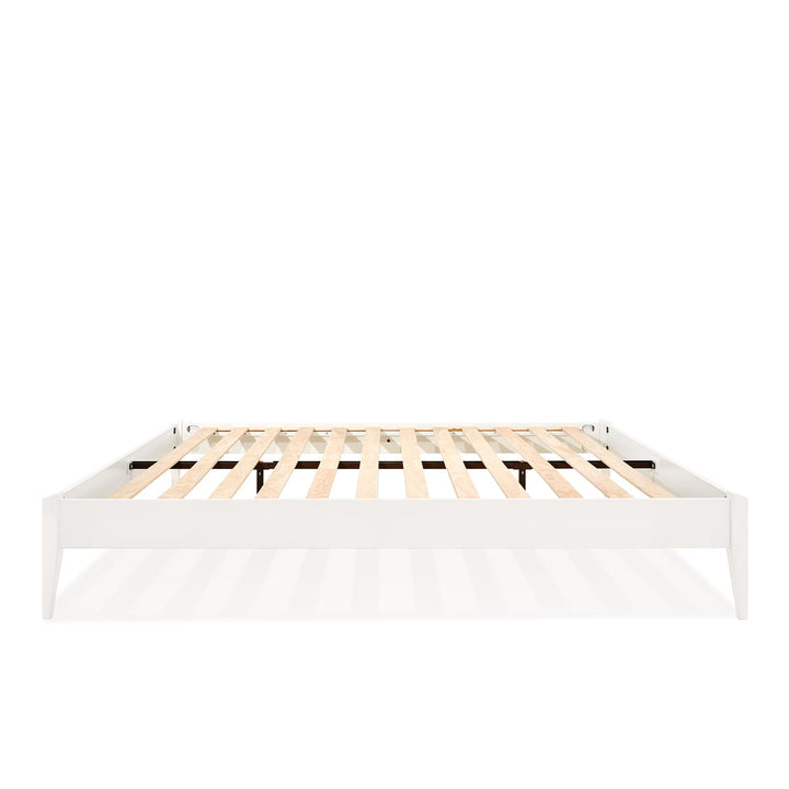 Dinkee king platform bed frame designed with headboard- design and white finish for a coordinated sleep space