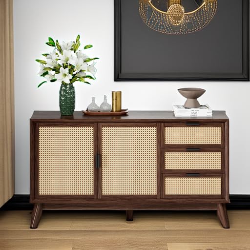 Jasper sideboard cabinet, featuring walnut finish and dining or living room storage, for shared living spaces