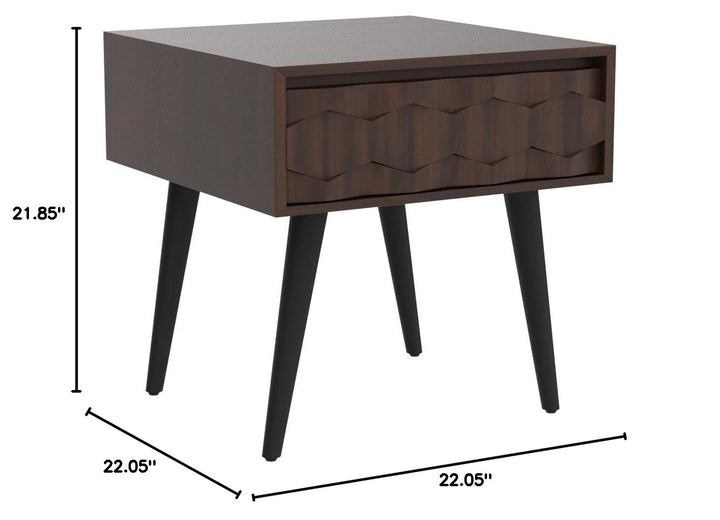 Georgina 1-drawer side table, featuring walnut finish and sofa-side or bedside table, for bedside use