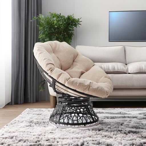 Papasan chair with sepia sand cushion for casual indoor seating