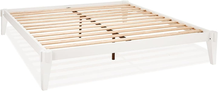 Chalipa king platform bed frame designed with headboard- design and white finish for a coordinated sleep space