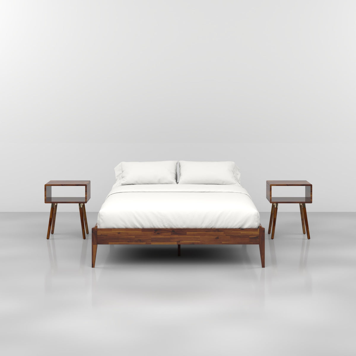 Dinkee queen platform bed frame with headboard- design and dark chocolate finish for everyday bedroom use