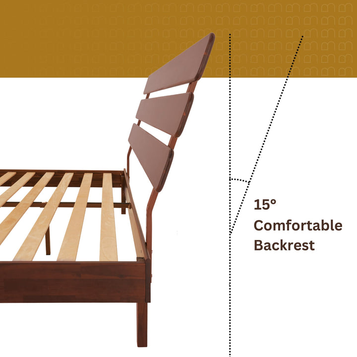 Caden queen platform bed frame with headboard and walnut finish for everyday bedroom use