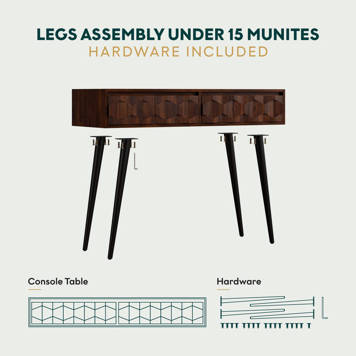 Georgina console table, featuring walnut finish and entryway table, for entryway storage