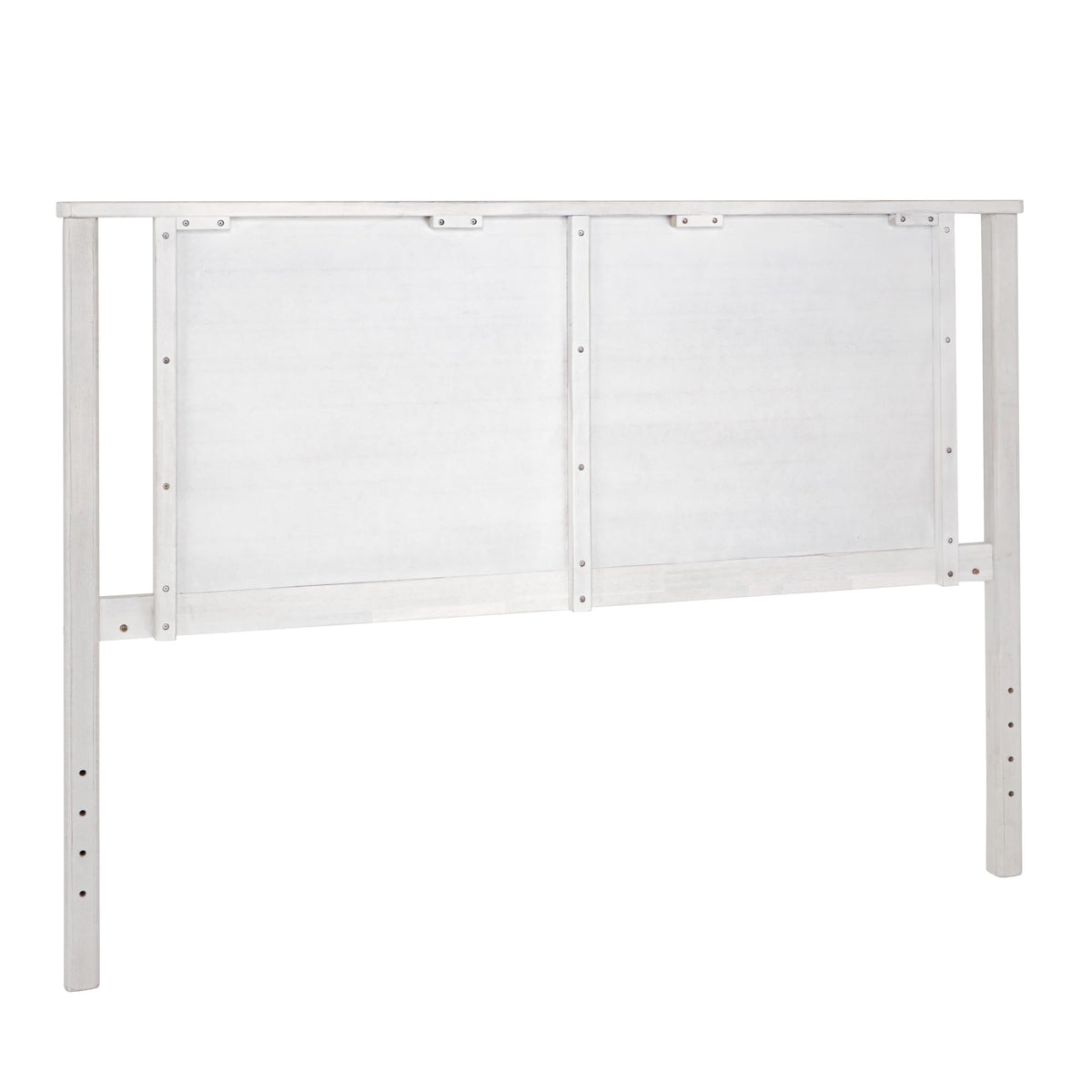 Vivian queen bed headboard with rustic white finish for a finished bed setup