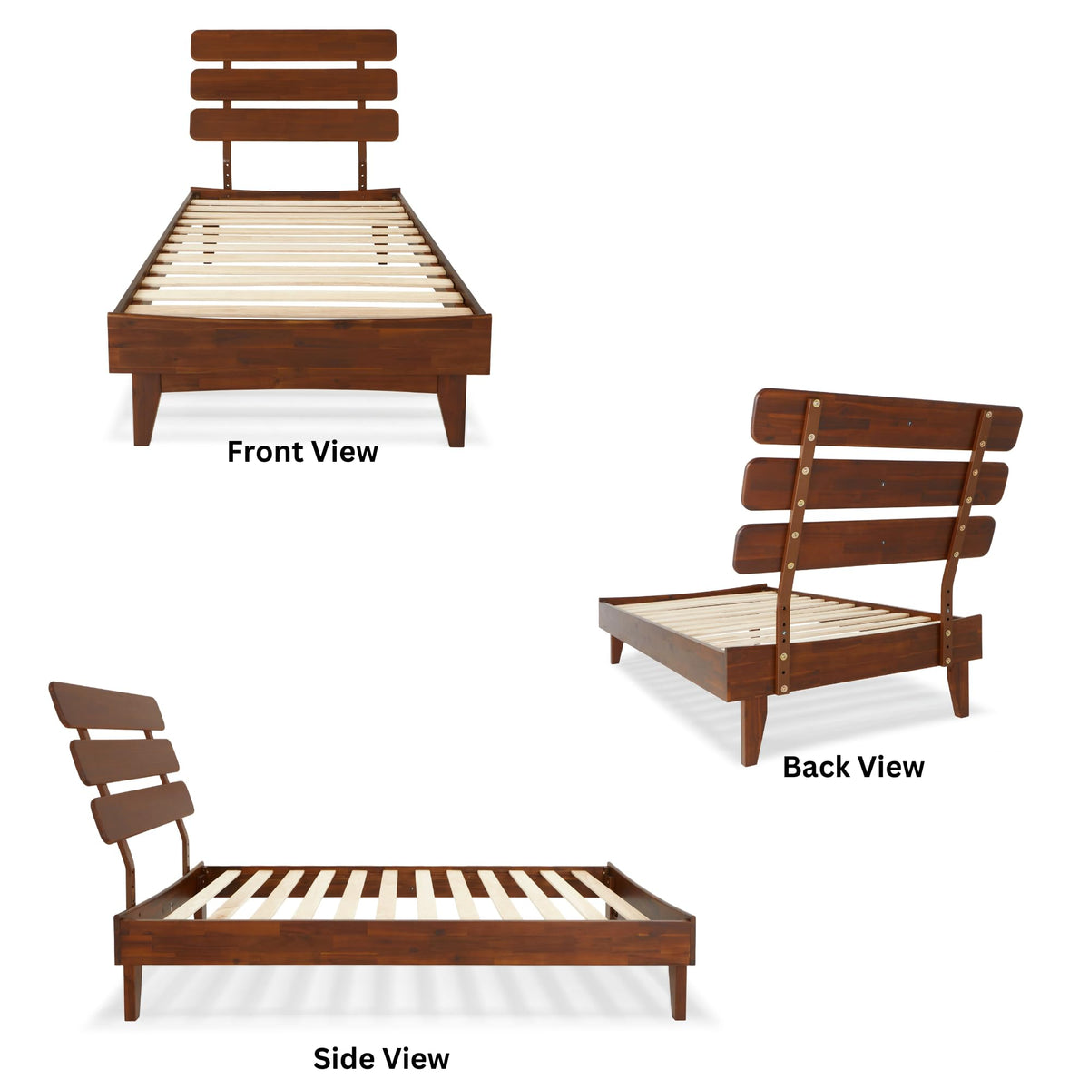 Caden twin platform bed frame with headboard and dark chocolate finish; for bedroom furniture