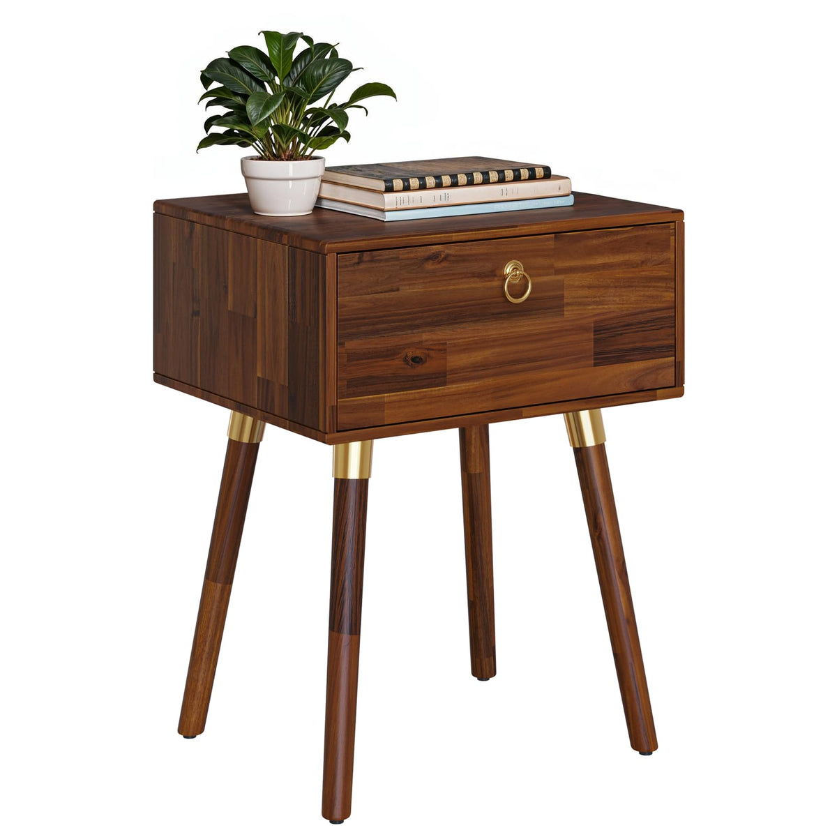 Alden 1-drawer nightstand designed with dark chocolate finish and bedside storage as a bedside table