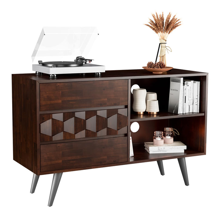 Georgina TV stand with 3-drawer, walnut finish, and media storage; for living room setup