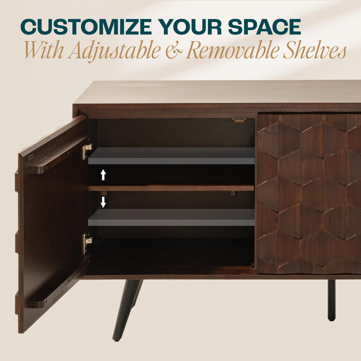 Georgina sideboard cabinet, featuring walnut finish and dining or living room storage, for shared living spaces