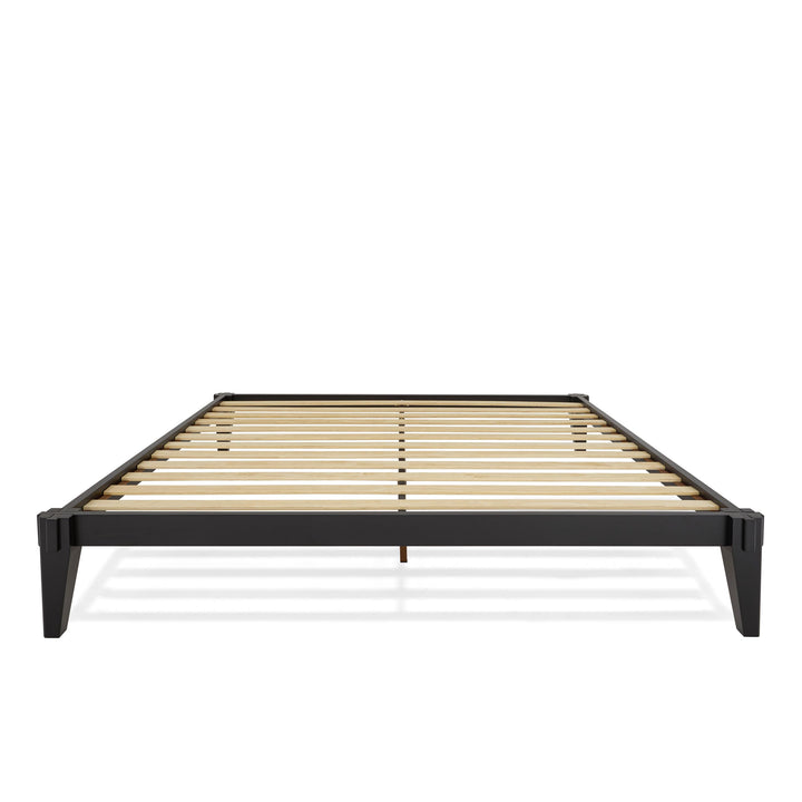 Chalipa king platform bed frame, featuring headboard- design and black finish, for a platform bed setup