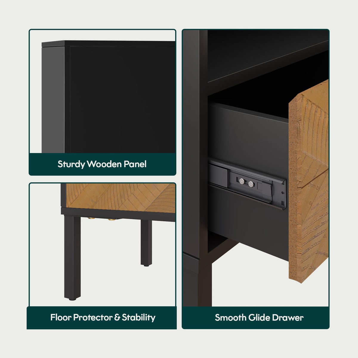 Vivian 1-drawer nightstand with rustic seadrift finish and bedside storage for lamps and books