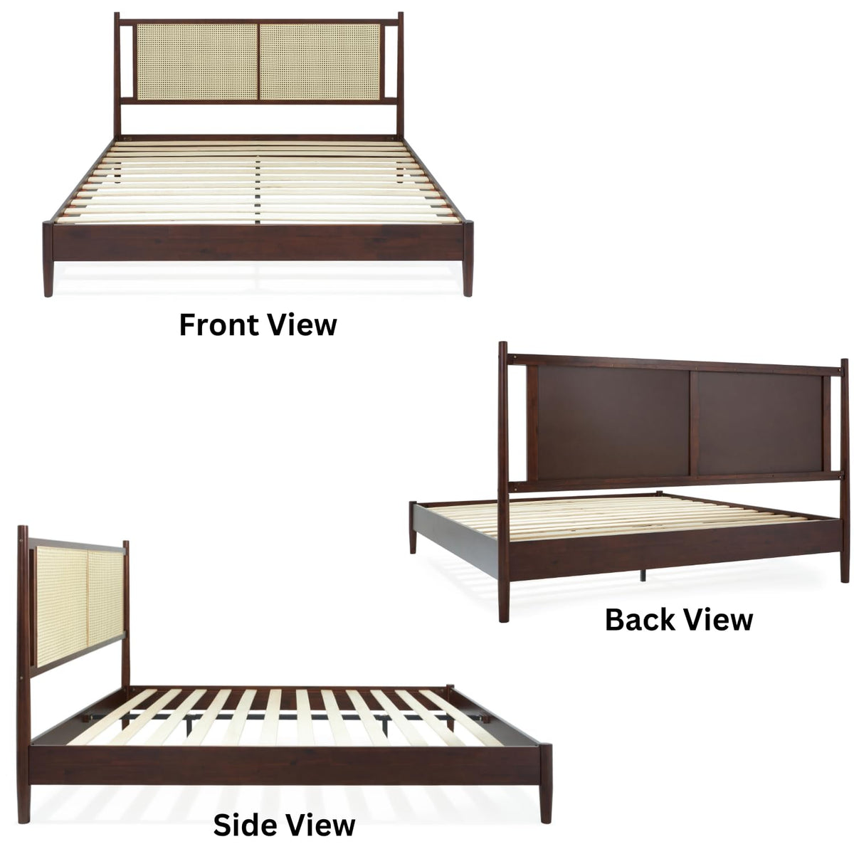 Oliver king platform bed frame with walnut finish; for bedroom furniture