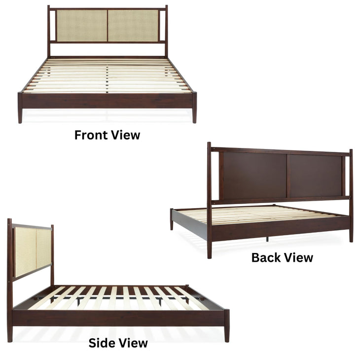 Oliver king platform bed frame with walnut finish; for bedroom furniture