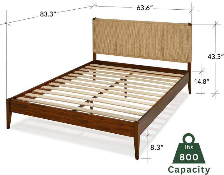 Selina queen platform bed frame, featuring dark chocolate finish, for mattress placement