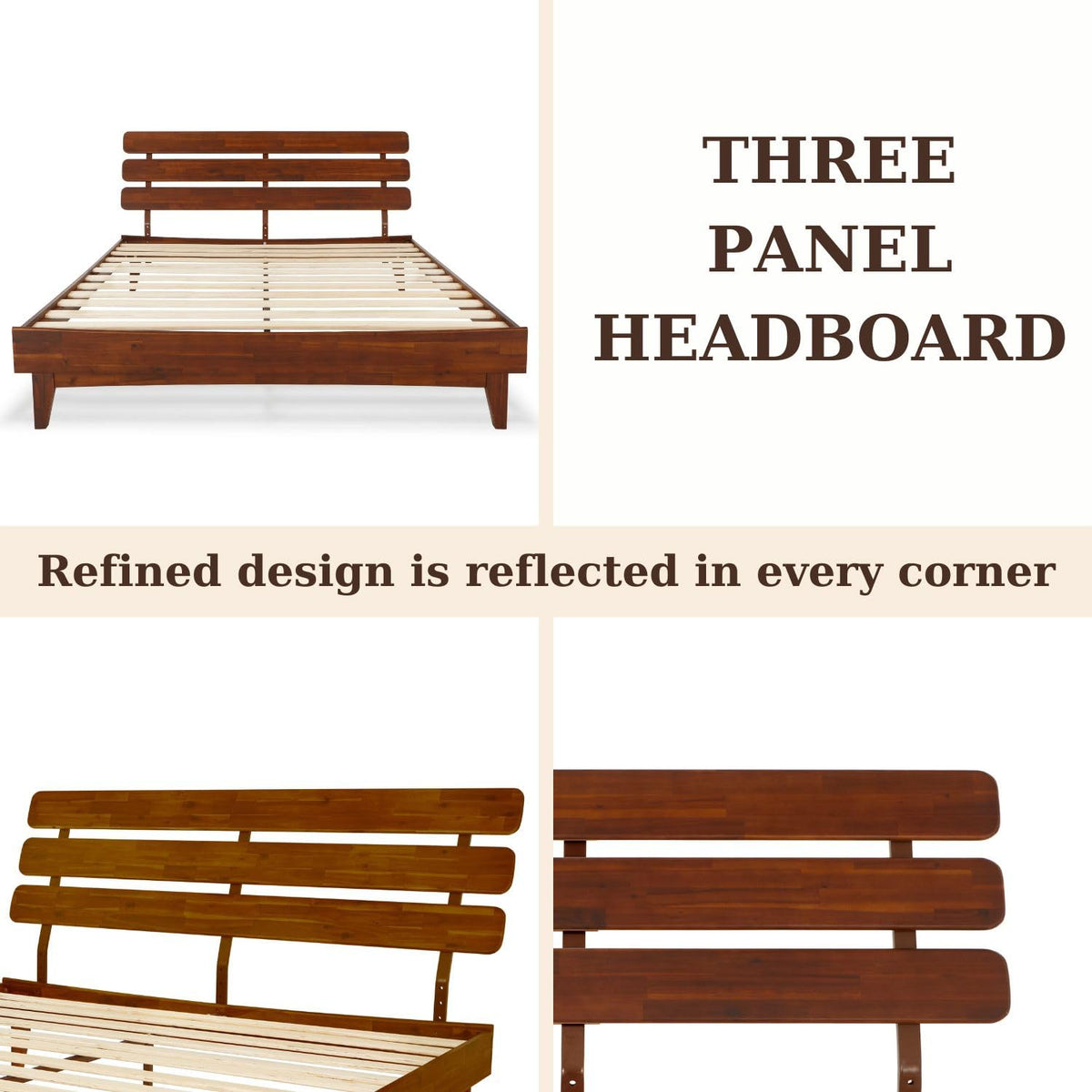Caden king platform bed frame with headboard and dark chocolate finish for a complete bed arrangement