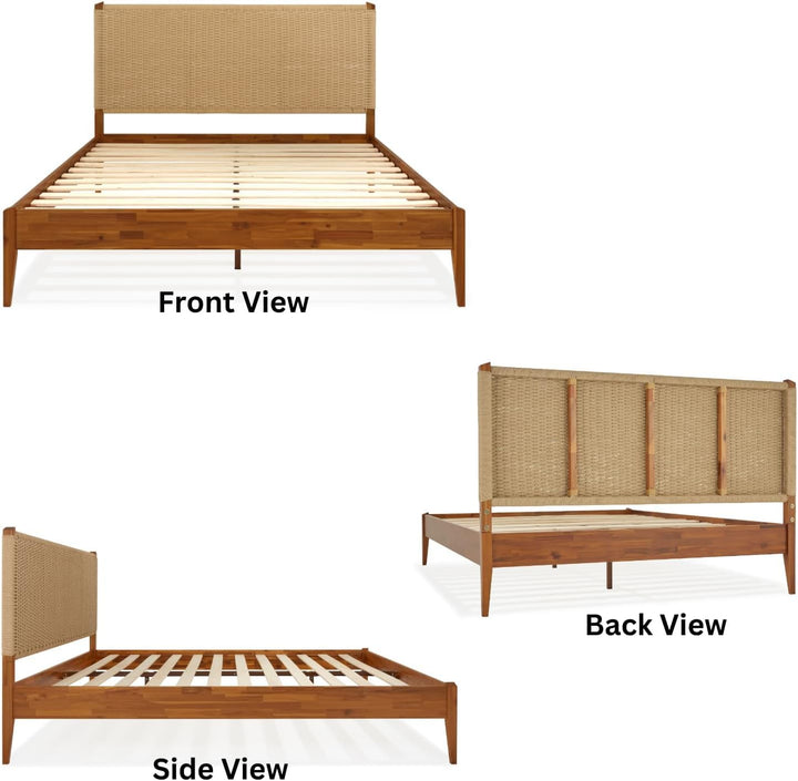 Selina king platform bed frame with caramel finish; for sleep-space furnishing