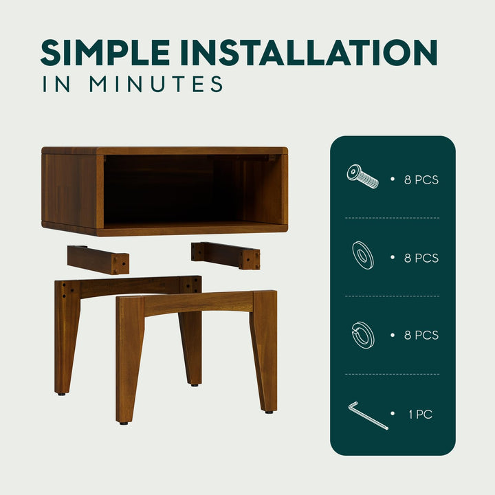 Catherine nightstand designed with teak brown finish and bedside storage for bedroom storage