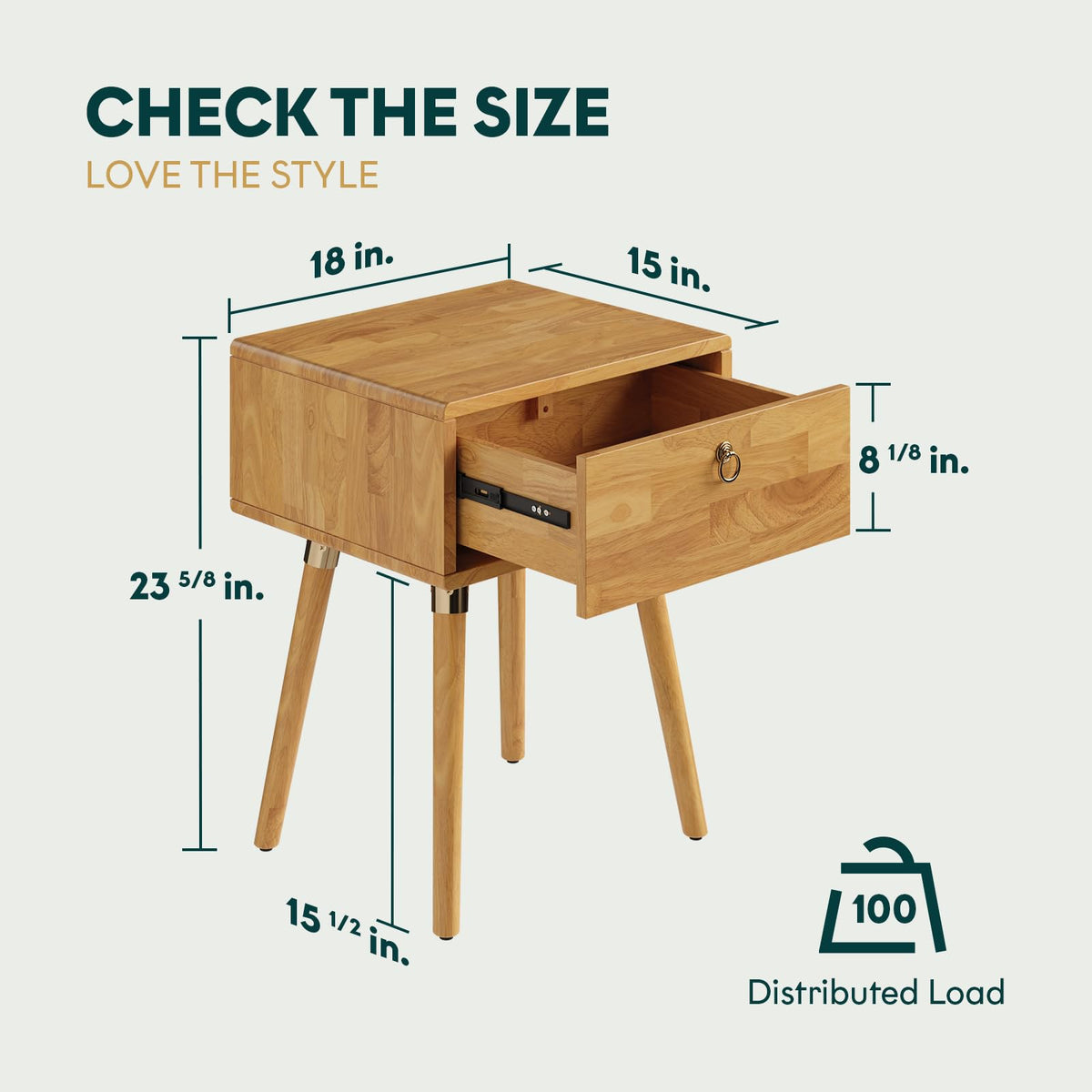 Alden 1-drawer nightstand, featuring light natural finish and bedside storage, for bedroom organization