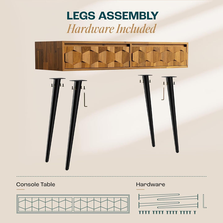 Georgina console table, featuring teak brown finish and entryway table, for entryway storage