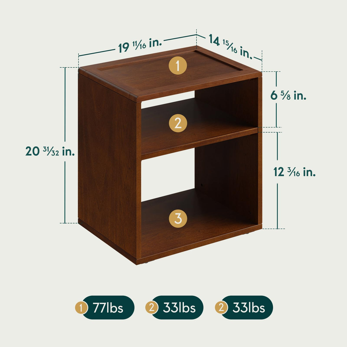 Chalipa open-storage nightstand, featuring walnut finish and bedside storage, for bedroom organization