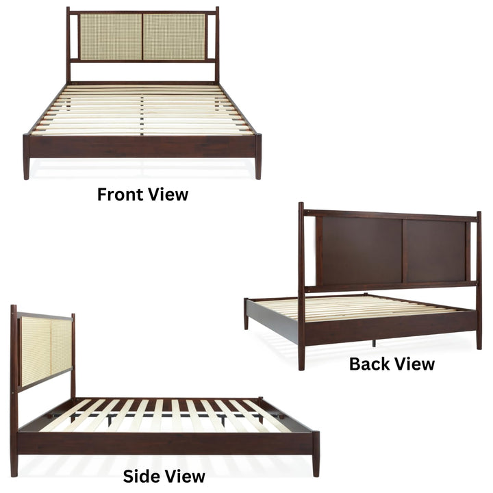 Oliver queen platform bed frame with walnut finish; for bedroom furniture