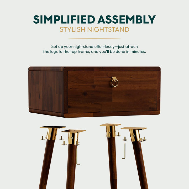 Alden 1-drawer nightstand, featuring dark chocolate finish and bedside storage, for small-item storage
