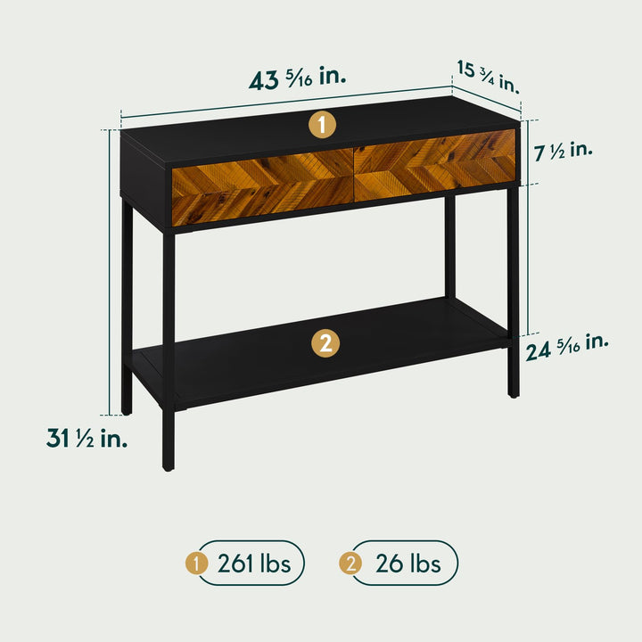Vivian console table with 2-drawer and entryway table; for decor display
