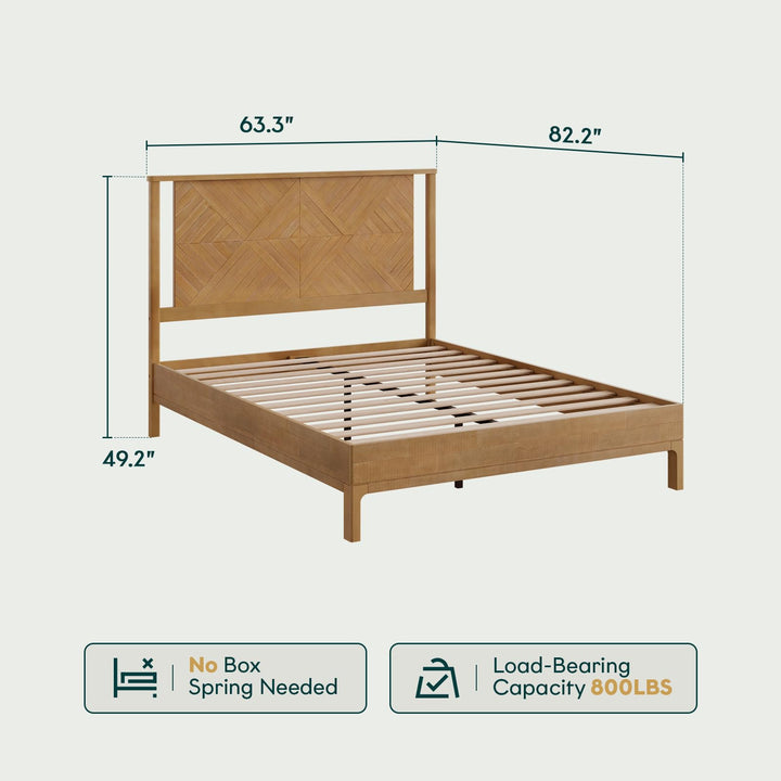 Ethan queen platform bed frame, featuring rustic seadrift finish, for mattress placement