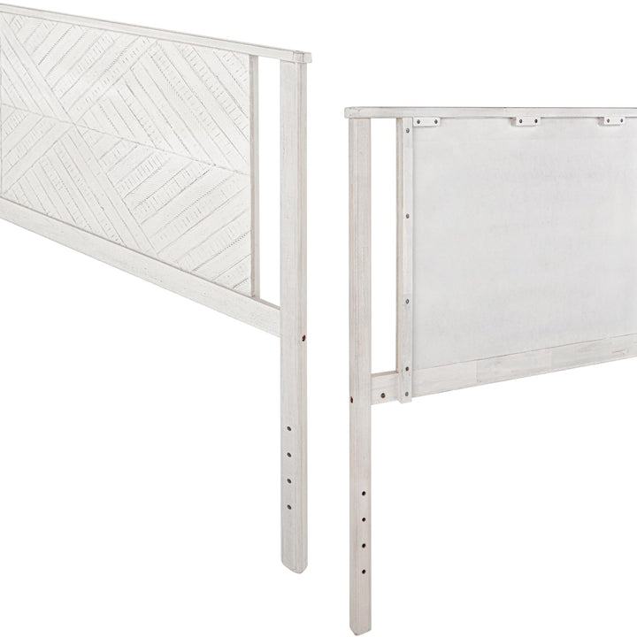 Ethan king bed headboard, featuring rustic white finish, for sleep-space furnishing