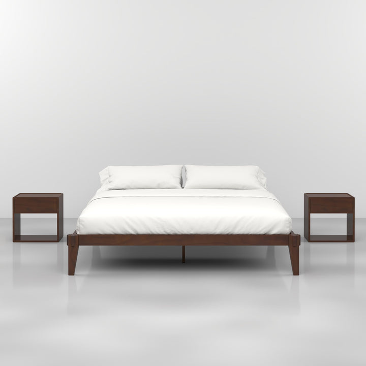 Chalipa king platform bed frame with headboard- design and walnut finish for everyday bedroom use