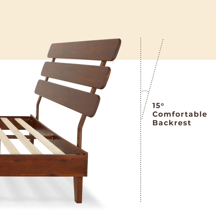 Caden queen platform bed frame with headboard and dark chocolate finish for everyday bedroom use