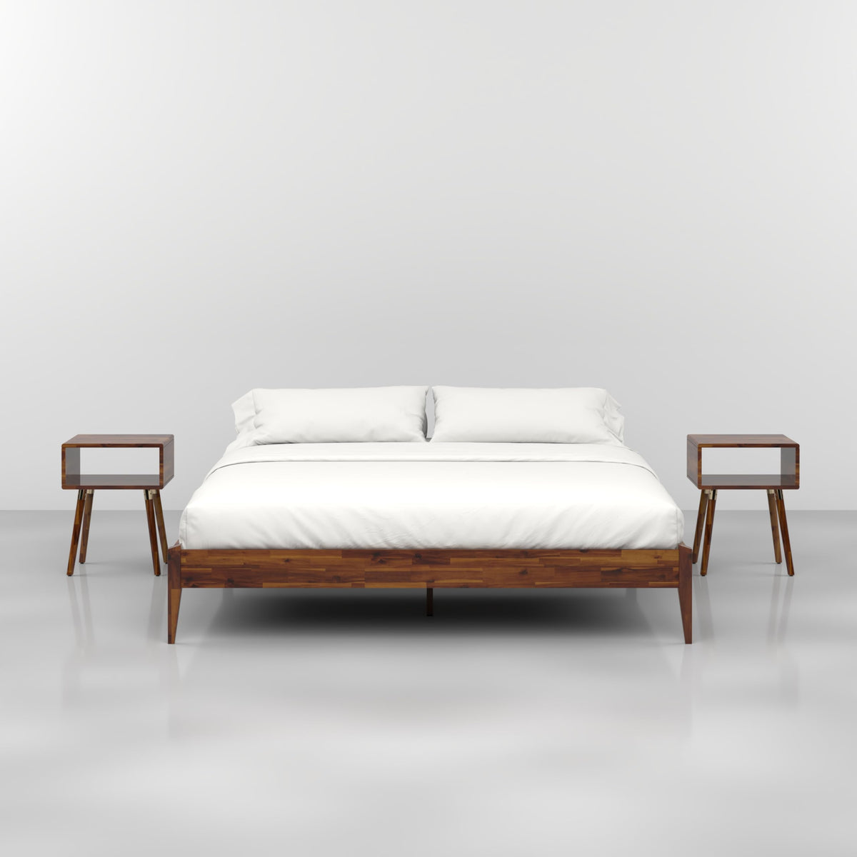 Dinkee king platform bed frame with headboard- design and dark chocolate finish for everyday bedroom use