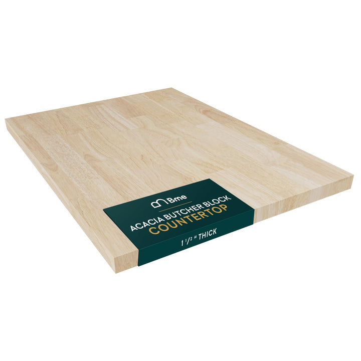 Acacia wood butcher block countertop with 36 in x 25 in x 1.5 in and unfinished for kitchen surfaces