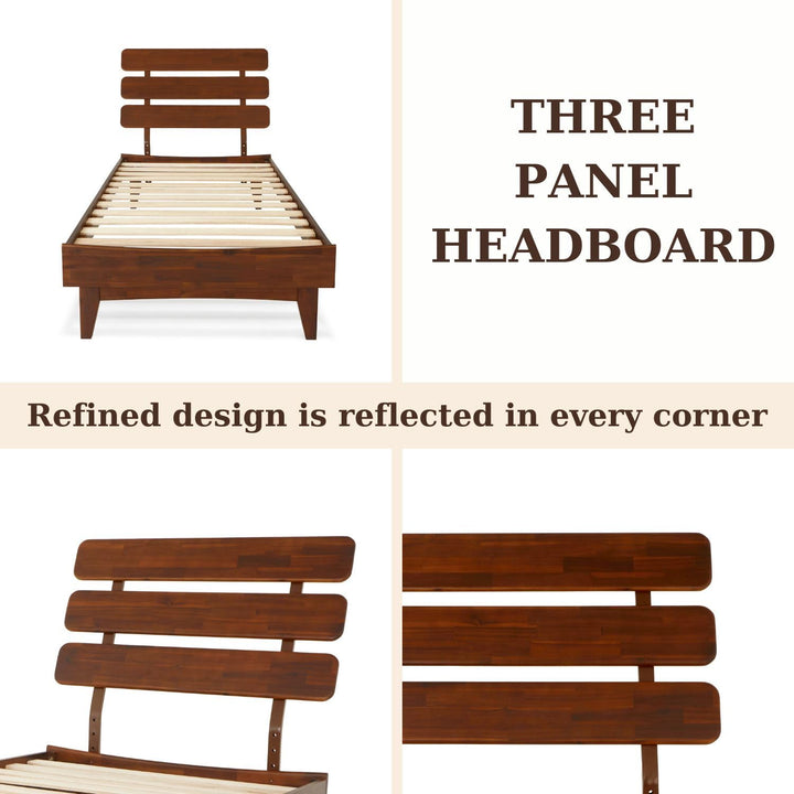 Caden twin platform bed frame with headboard and dark chocolate finish for a complete bed arrangement