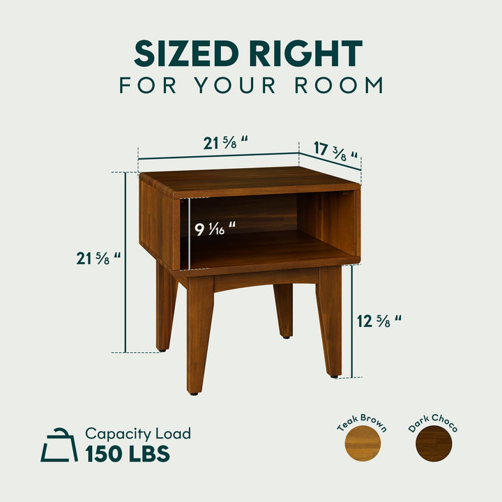 Catherine nightstand, featuring teak brown finish and bedside storage, for bedroom organization
