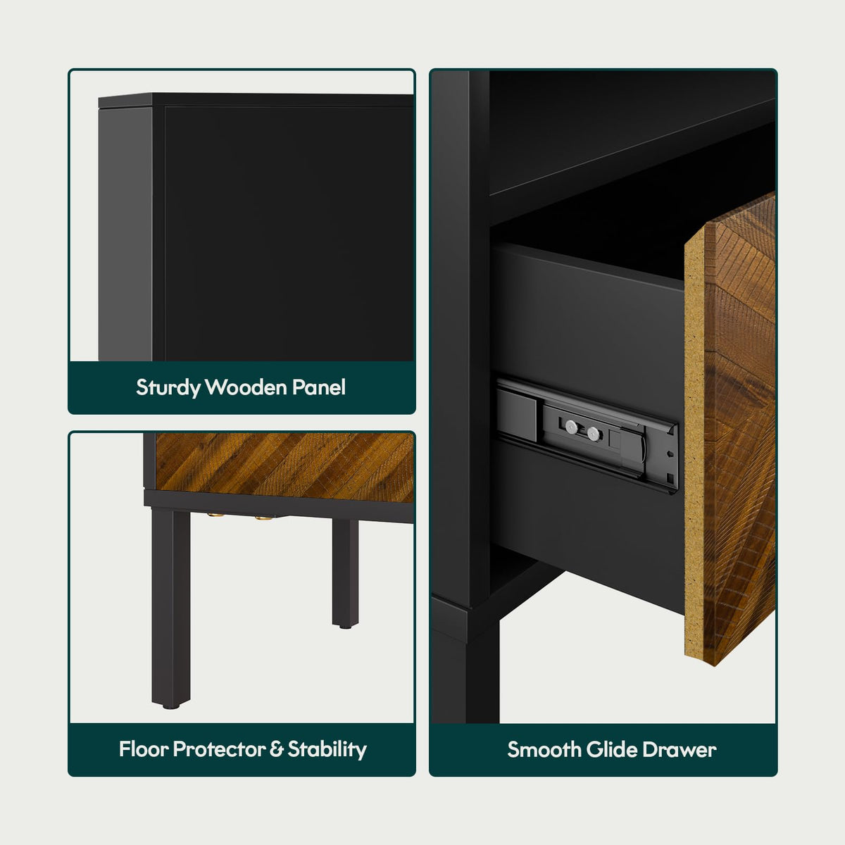 Vivian nightstand with chestnut finish and bedside storage for lamps and books