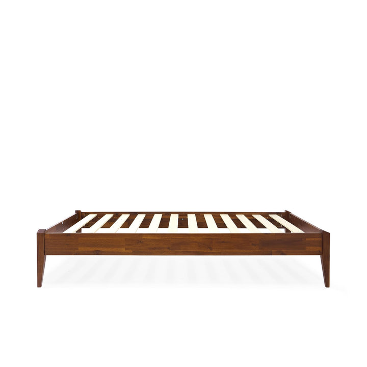 Dinkee twin platform bed frame designed with headboard- design and dark chocolate finish for a coordinated sleep space