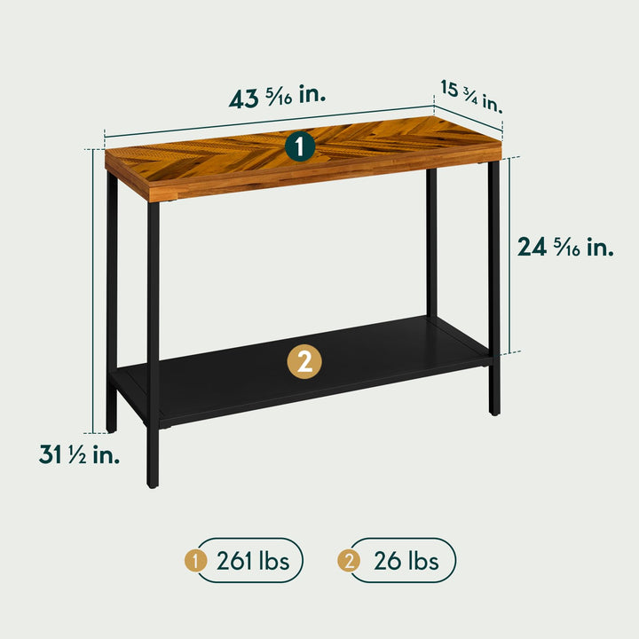 Vivian console table, featuring open design, rustic golden brown finish, and entryway table, for living room placement