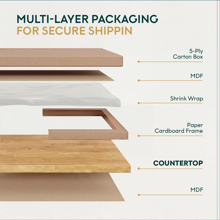 Acacia wood countertop with 30 inch and wax oil finish for home projects