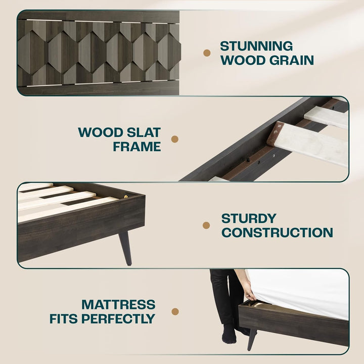 Georgina king platform bed frame, featuring mocha finish, for a platform bed setup