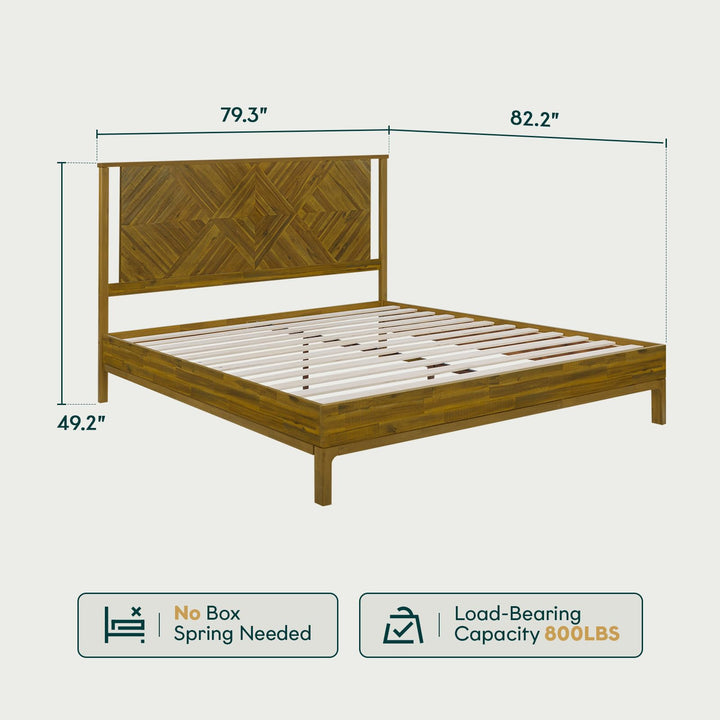 Ethan king platform bed frame, featuring headboard, for mattress placement