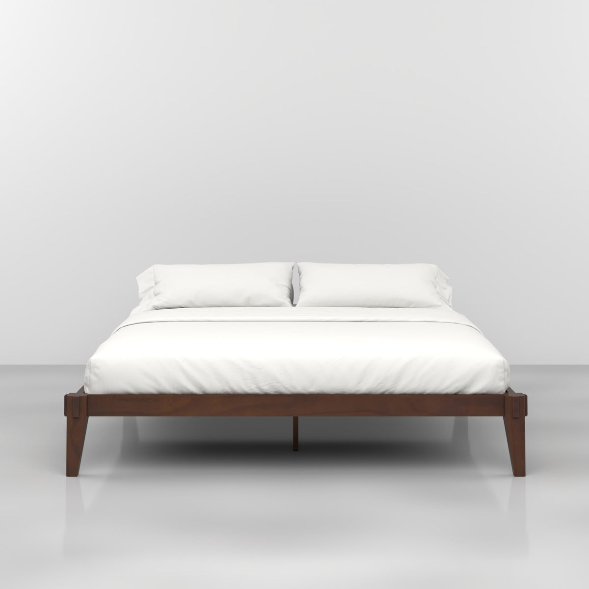 Chalipa king platform bed frame with headboard- design and walnut finish; for bedroom furniture