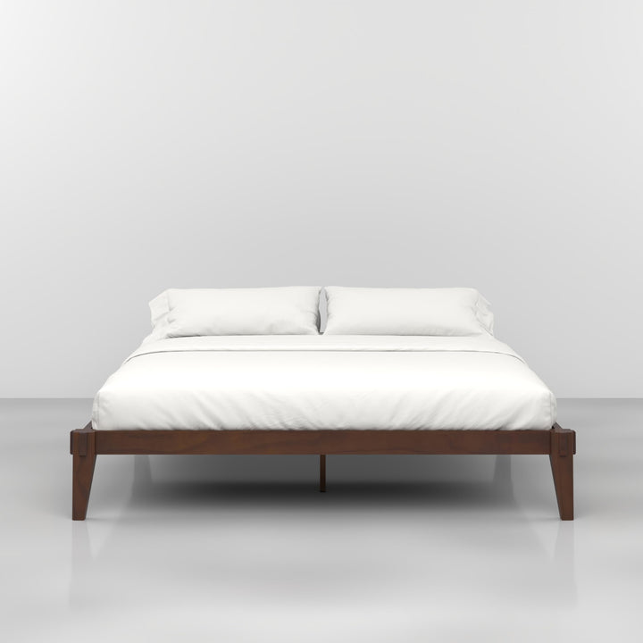 Chalipa king platform bed frame with headboard- design and walnut finish; for bedroom furniture
