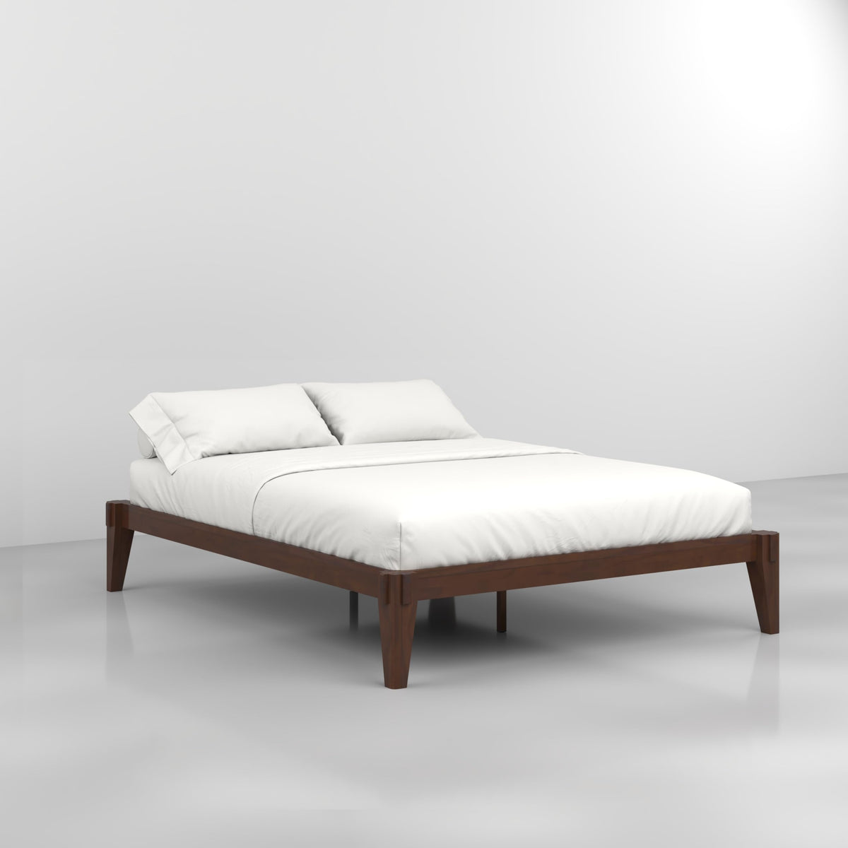 Chalipa queen platform bed frame designed with headboard- design and walnut finish for a coordinated sleep space